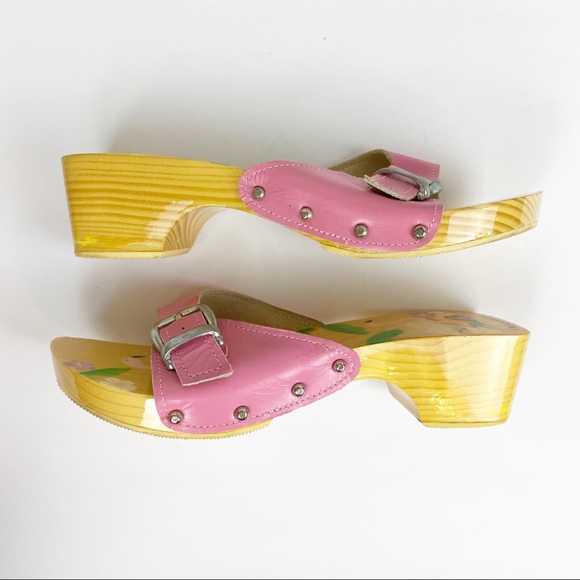 Woodies Real wood Heels Sandals Flamingo Pink Sz 5 - Picture 11 of 11